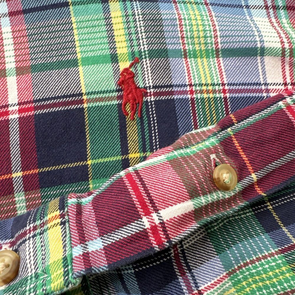 Chaps Ralph Lauren‎ MEDIUM Plaid Button Down Shirt Green/Blue Long Sleeve EUC - Picture 5 of 8
